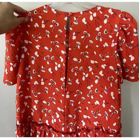 ASOS Size 2 Orange Floral Print Wide Leg Jumpsuit Bright Short Sleeve Boho READ - Picture 6 of 10